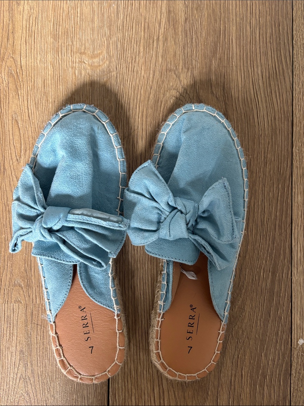 Serra Light Blue Bow Espadrille Slip-On Mules
